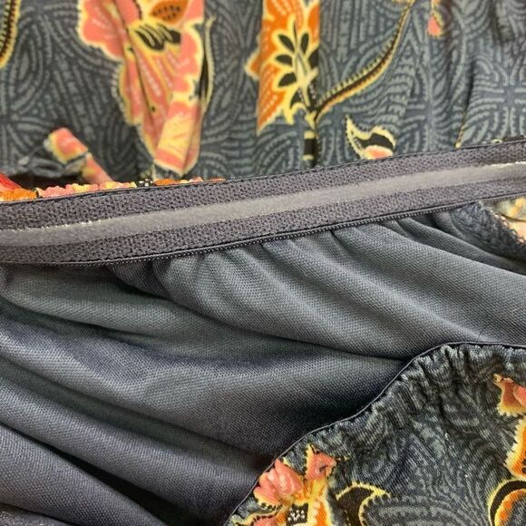 Floral Tube Top Jumpsuit Tie Waist Crop Leg Navy XS (1o1) - Picture 9 of 9